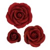 O'Creme Deep Red Rose Gumpaste Flower, 3 Different Sizes