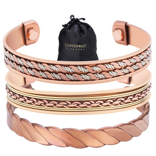 Coppervast Copper Bracelets- for Men and Women| With Gift Bag |Handmade 100% Copper, Copper, no gemstone