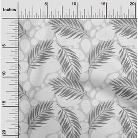 oneOone Cotton Poplin Gray Fabric Abstract-Leafs DIY Clothing Quilting Fabric Print Fabric by Yard 56 Inch Wide