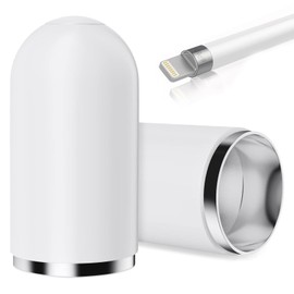 Pack of 2 Magnetic Replacement Caps, Pencil Cap Compatible with a Variety of Capacitive Pens, Comfortable and Portable Magnetic Caps Backup Protective Cover Protect Charging Port (White)