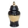 Homeroots 14" Black And Gold Abstract Urn Ceramic Ginger Jar