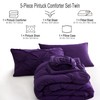 Ubauba 5pc Twin Size Comforter Set with Sheets, Purple Pintuck