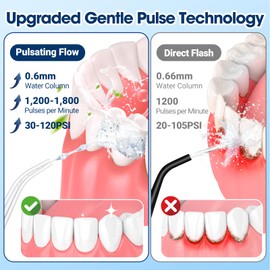 Water Flossers for Teeth Cordless,Vxinvnoi Electric Flosser with Gentle Pulse Technology,White Oral Irrigator with 8 Adjustable Nozzles and 3 Water Pressure Modes for Braces Care,Sensitive Gums