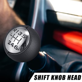 X AUTOHAUX 6 Speed Gear Shift Knob Car Manual Gear Shift Lever Gear Shifter Head Knob Head for Citroen C3 for Peugeot Faux Leather Silver Tone