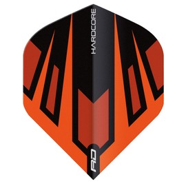 RED DRAGON Hardcore Radical Orange & Black Fan Dart Flights - 4 Sets Per Pack (12 Dart Flights in total)