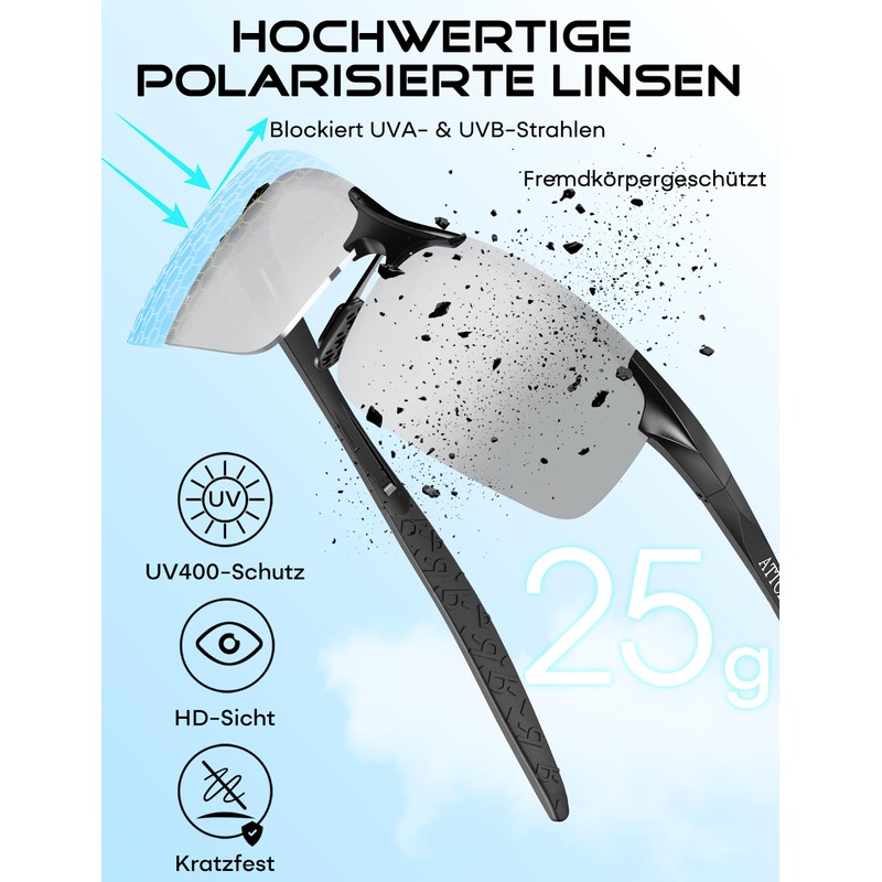 ATTCL Men's Polarised Sunglasses for Sports: UV Protection Lightweight Wrap-Around