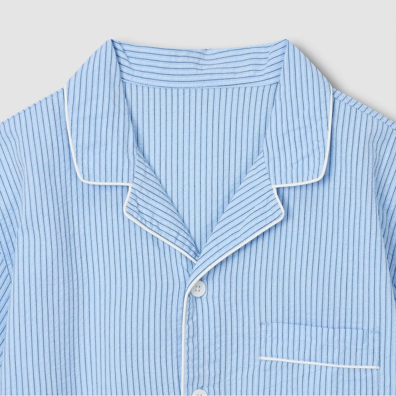 JAJU [JAJU] Men's Seersucker 5-Part Pajama Set_Dark Blue