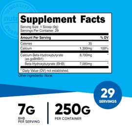 Nutricost Calcium BHB (250g) Unflavored - Calcium Ketone Salt - Non-GMO Gluten-Free