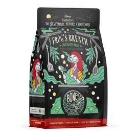 Bones Coffee Company Frog's Breath Whole Coffee Beans Chocolate Mole Flavor, Low Acid Flavored Coffee, Made with Arabica Coffee Beans, Medium Roast Gourmet Coffee, Coffee Lover Gift Ideas (12 oz)