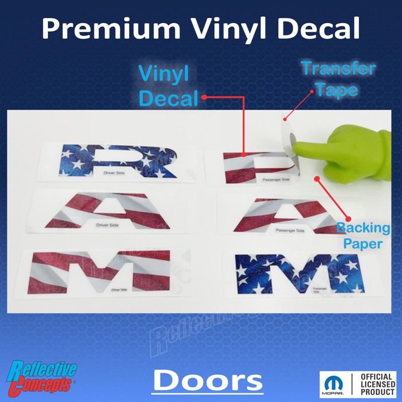 Reflective Concepts 2019-2025 RAM Door Emblem Overlay Decal Stickers -