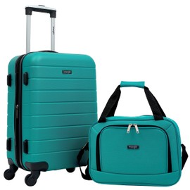 Wrangler Smart Luggage Set with Cup Holder and USB Port, Teal, 2 Piece
