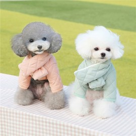 Simple Diamond Plaid Ribbon Scarf Fashion Cotton Padded Pet Clothing for Autumn/Winter Two L/Apricot
