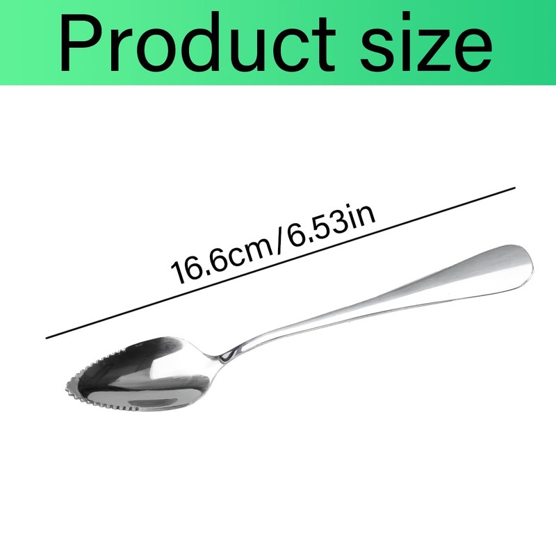 GroveEss 2PCS Stainless Steel Grapefruit Spoons,Dessert Spoon with Serrated Edge,Non-Stick