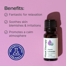 Plant Therapy | Aceite Esencial de Lavanda Orgánico | 10 ml | 100% Puro | Sin Diluir | Certificación Orgánica | Sin Aditivos
