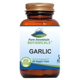 Pure Mountain Botanicals Pure Mountain Botanicals Garlic Pills Kosher Vegan Capsules with 500mg Organic Garlic Allium Sativum Supplement