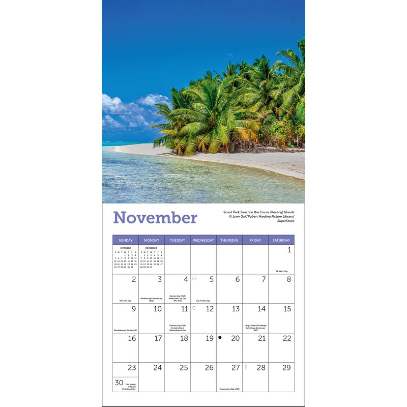 Islands Mini Wall Calendar 2025, 7" x 7"