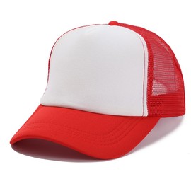 Kids-Girls Trucker-Hat Adjustable-Baseball-Cap Toddler-Boys Outdoor-Summer - Mesh Sun Hats Bright Red