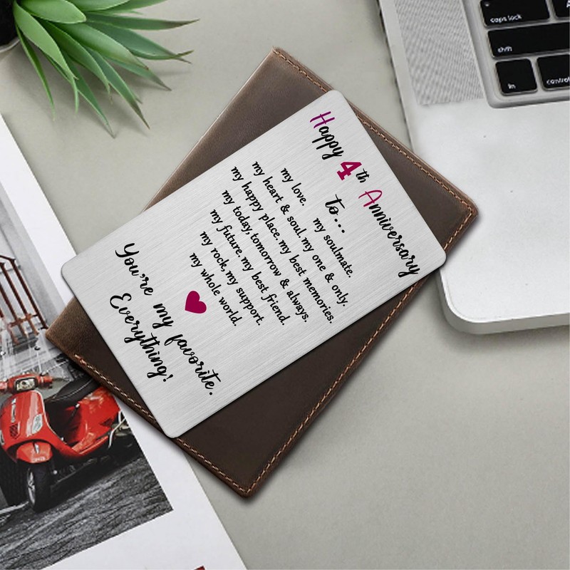 Viayen 4 Year Anniversary Card for Men Women Him Her-