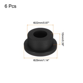 MECCANIXITY High Temp Silicone Plug Mount Dia 22mm/0.87 Inch T Shaped Solid Rubber Stopper Hole Plugs for Coating Plating Waterproof Sealing Plugs Black Pack of 6(OD 29mm/1.14 Inch)