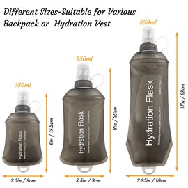 J.CARP 500ml Soft Flask Running Water Bottles, TPU Foldable Running Hydration Flask for Hydration Pack Cycling Hiking Climbing Outdoors Motorbike Dark Grey