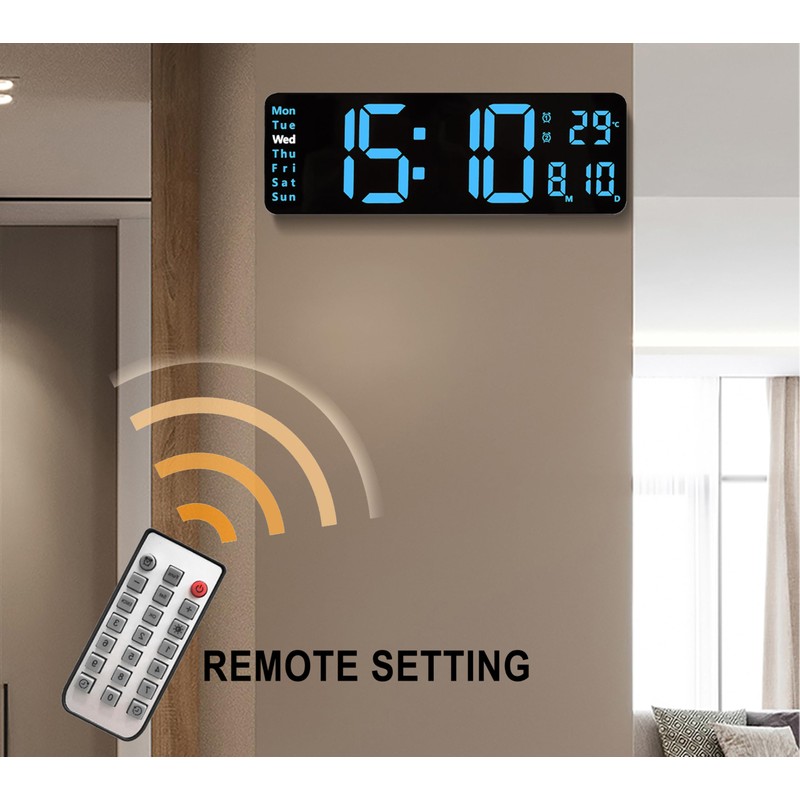 Digital Clock, 13" Large Display LED Wall Clock for Living