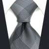 S1 SHLAX&WING Check Grey Men's Necktie 100% Silk, 3.1 x