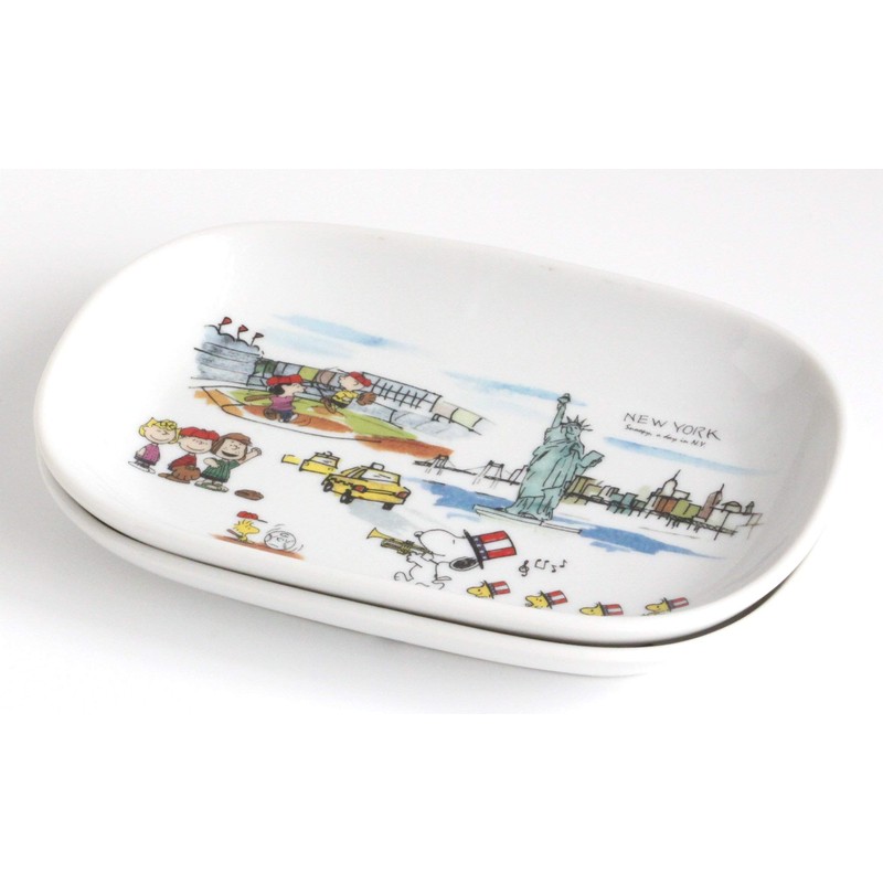 Snoopy Oval Plate New York & Switzerland 2 Pattern Plate