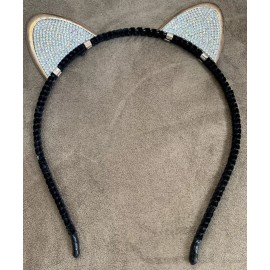 CAT HEADBAND CAT EARS ROSE GOLD SHIMMERING RHINESTONES SUPER CUTE!!