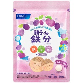 FANCL Parent-child de Iron (30 - 90 Day Supplement), Chewable Tablets, Supplement, Nutrition for Kids (Iron, Vitamin B6, Vitamin B12), Chewable without Water, Iron Supplement, Prune Flavor