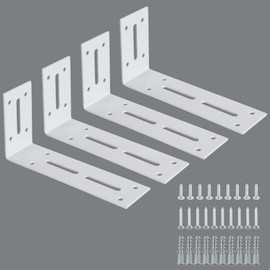 Alise Floating Shelf Brackets,White Bracket for Shelves Heavy Duty L Wall Bracket Corner Brace,Joint Angle Bracket for Wooden Board Hanging Support,180x60mm(Pack of 4)