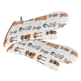 SPOTTED DOG GIFT COMPANY Manoplas de Horno con Diseño de Perro, 100% Algodón Guantes de Cocina, Guantes de Horno Resistentes al Calor, Regalo para Amantes de Las Perros Mujer Hombre, Multicolor