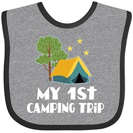 inktastic My 1st Camping Trip Baby Bib Heather and Black 364e5