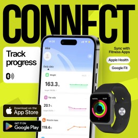 UD_25 Metrics  White Digital Bathroom Smart Scale with BMI Body Fat Muscle Mass Bluetooth Apple Health Compatible Scales Digital