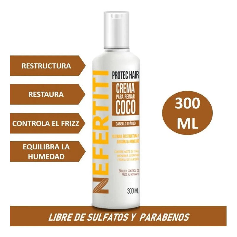 Crema Para Peinar Coco Con Keratina Cabello Teñido 300ml