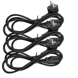 Naths Hardware® 3 x IEC Cable 1.8 m Power Supply for PC Computer Monitor Screen Printer Laptop IEC Plug C13 to Earthing Contact Angled CEE 7/7 Power Cable Schuko Cold Appliances