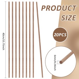 BENECREAT 20pcs Black Walnut Wooden Dowel Rods, 15.75x0.24 Inch Wooden Rod Sticks Unfinished Wood Dowels for DIY Woodworking Support Crafts Assortment