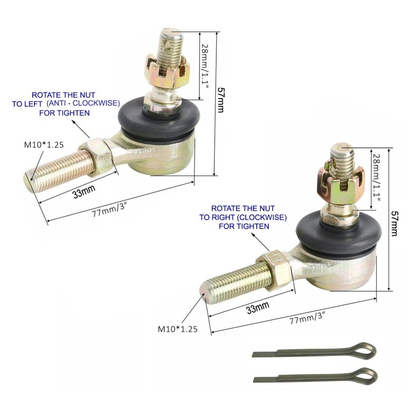 TDR 4pcs 10mm Tie Rod Ball Joint Kit ATV Quad