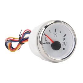 52MM Water Level Gauge E 1/2 F Colorful Backlight 240 to 33ohms for RV Yacht Boat DC9 to 32V - Keep Track of Your Water Levels with a Backlit Gauge (White Dial with Silver Cover)