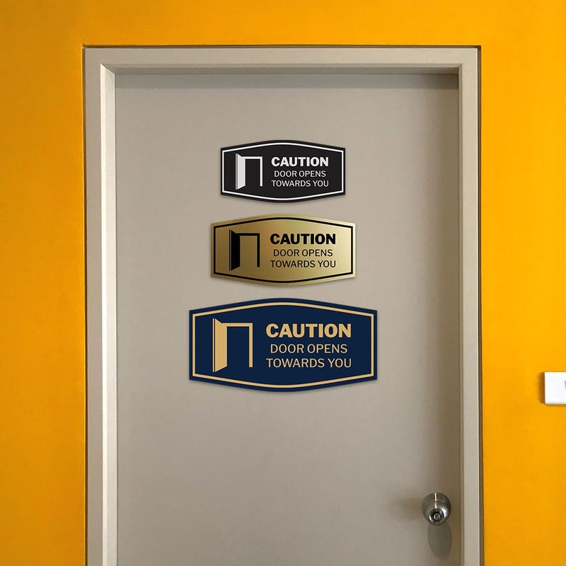 Signs ByLITA Fancy Caution Door Opens Towards You Sign (Brushed