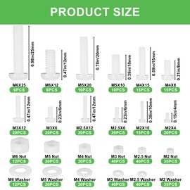 530 Pieces Nylon Plastic Screws and Nuts and Washers Set, Flat Head Screws, Phillips Round Head Screws Nuts Set, Metric Hex Bolts - M2/M2.5/M3/M4/M5/M6