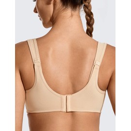 SYROKAN Women's Underwire High Support Plus Size with Adjustable Straps Sports Bra Beige 48C