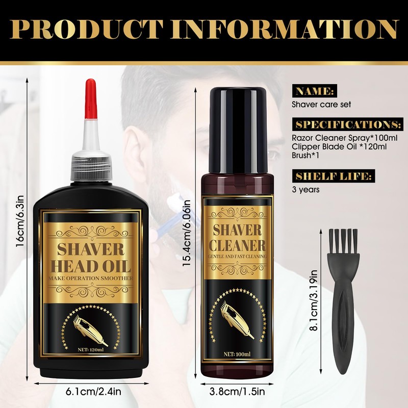 Razor Cleaner, Shaver Oil,120ml Clipper Oil and 100ml Cleaner