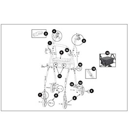 #2 - Left Hand Brake System (Includes Brake Spring & Wheel Contact) for ProBasics 8" Height Adj Rollator Model RLAA8
