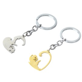prendre Pair Accessories, Charm, Cat, Keychain, Lightweight, Anniversary, Gift, Matching, Stylish, Couples, gold/silver
