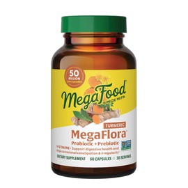 MegaFood MegaFood MegaFlora Probiotic + Prebiotics + Turmeric Supplement - Probiotics for Women Digestive Health - 50 Billion CFUs - 14 Strains - Vegetarian - 60 Capsules (30 Servings)