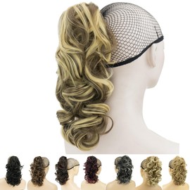 IMISSU Messy Curly Hair Short Claw Ponytail Hair Extensions Pony Tail Clip in Hairpieces (Brown Copper)