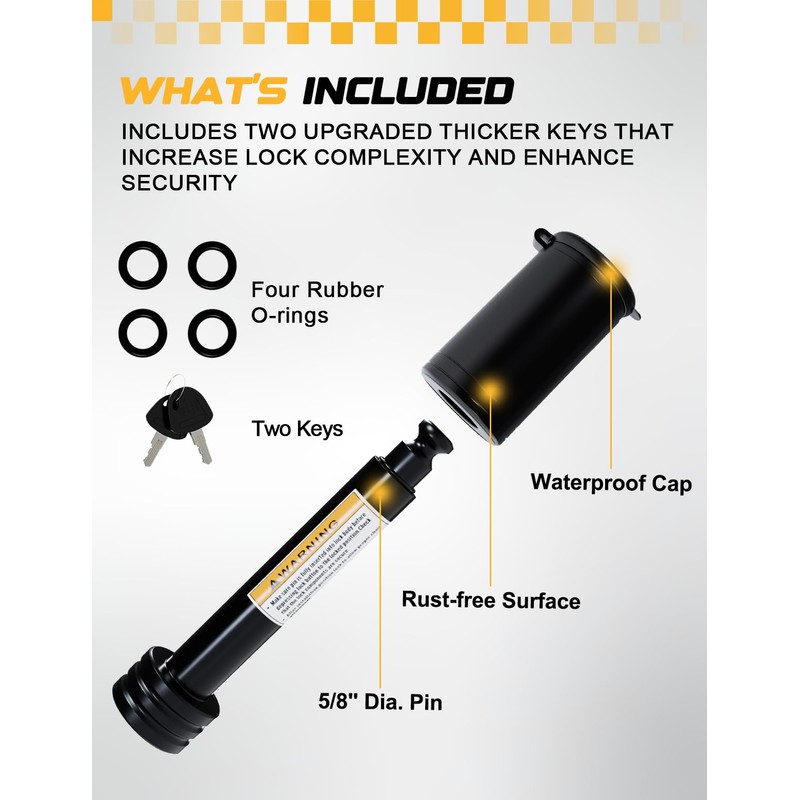 RETRUE Trailer Hitch Receiver Pin Lock, Suitable for 2 Inch