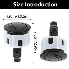 2 PCS Toilet Flush Button, Black Round Head Dual Toilet Push Button Flush Parts Replacement Universal WC Flusher Valve Accessories Compatible with Cistern Tank Toilet Flush System