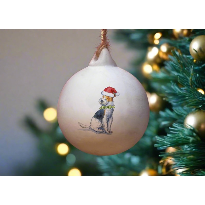 Image Industry Fox Terrier Ceramic Bauble - Tree Decoration -