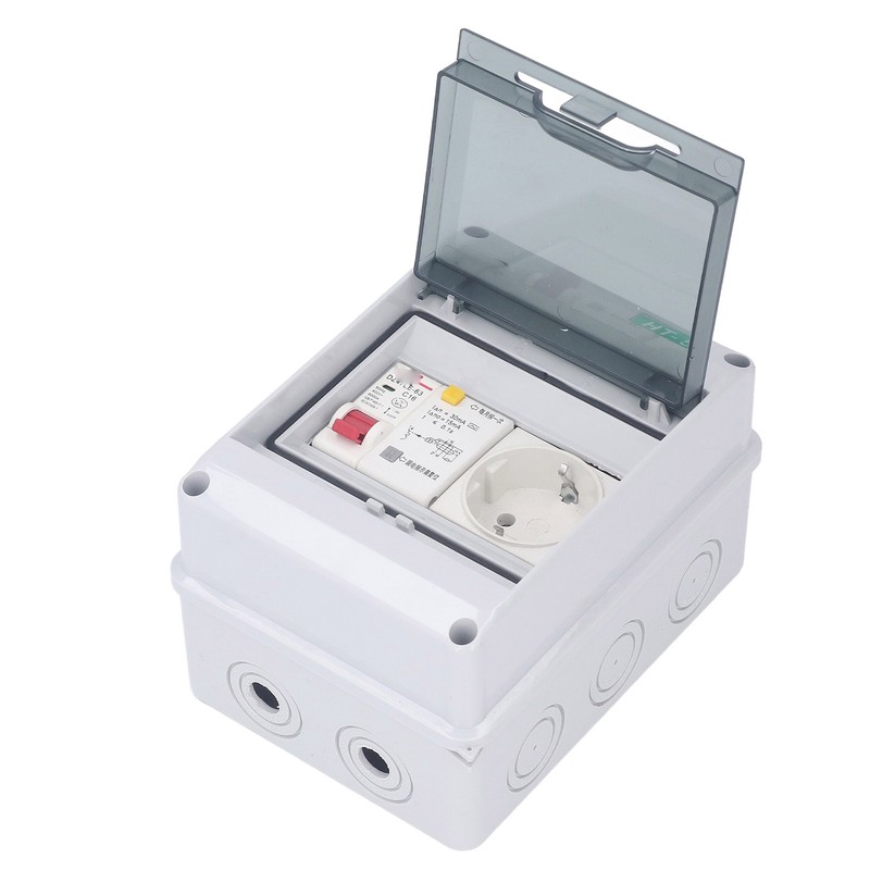 Circuit Breaker Box Waterproof 2 Holes EU Socket 250VAC Power